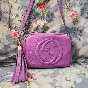 GUCCI Soho Crossbody Disco Authentic - Macro GG Bag in Royal Purple Calfskin